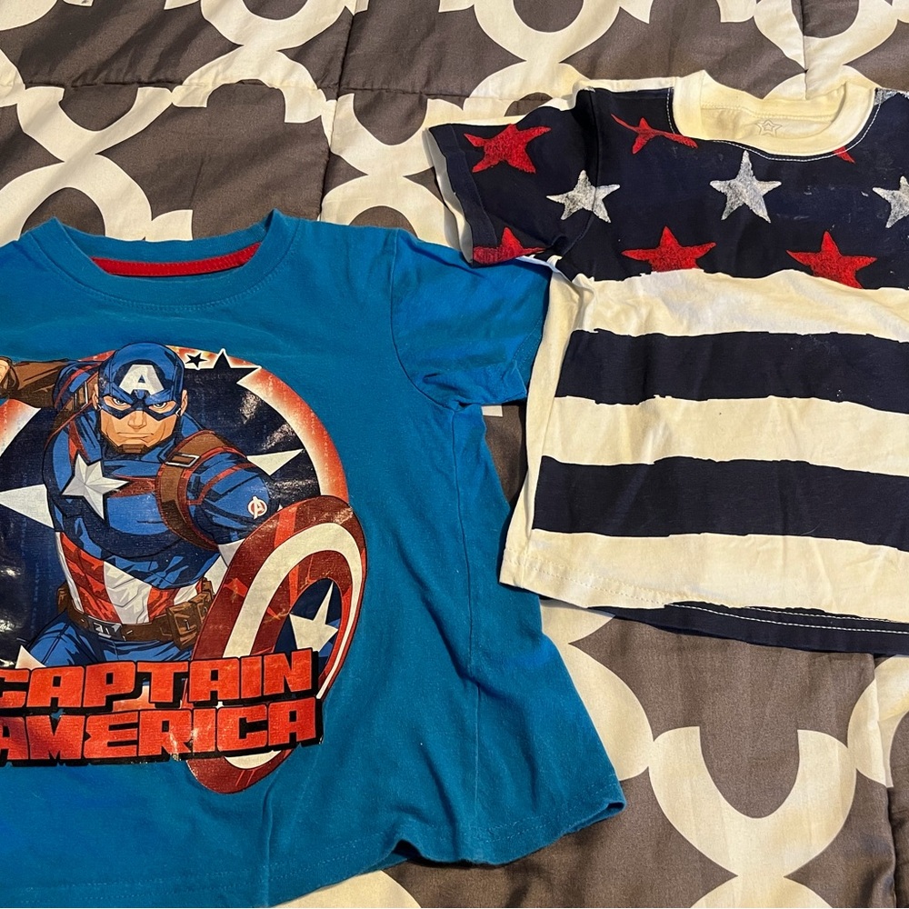 Captain America 4T and Red, White & Blue 3T ..  tops shirts…